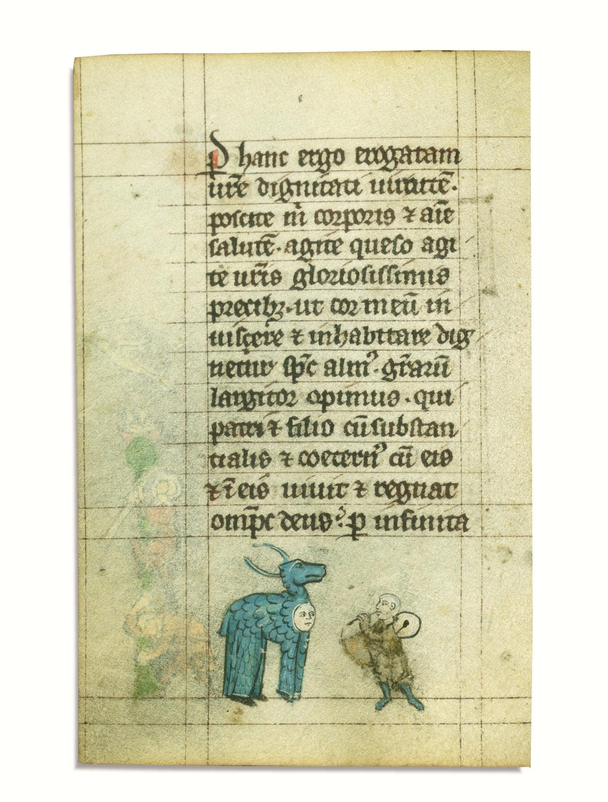 Drevený ručne maľovaný odznak Codex Marginalium s motívom stredovekej drolérie jeleňa s ľudskou tvárou na hrudi