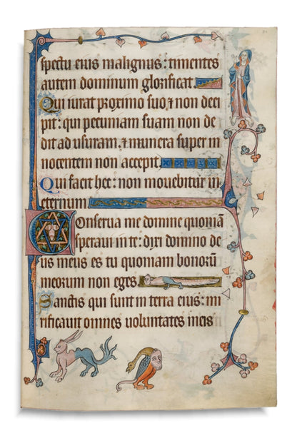 Drevený ručne maľovaný odznak Codex Marginalium s motívom stredovekej drolérie človekovtáka s ľudskou hlavou